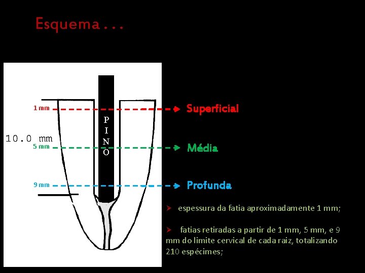 Esquema. . . 1 mm 5 mm 9 mm P I N O Superficial