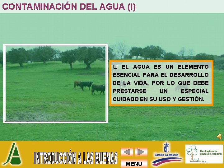 CONTAMINACIÓN DEL AGUA (I) q EL AGUA ES UN ELEMENTO ESENCIAL PARA EL DESARROLLO