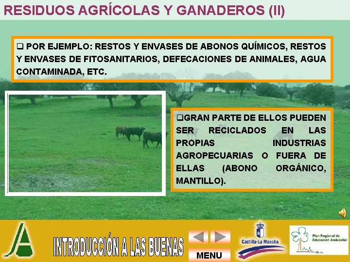 RESIDUOS AGRÍCOLAS Y GANADEROS (II) q POR EJEMPLO: RESTOS Y ENVASES DE ABONOS QUÍMICOS,