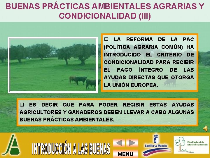 BUENAS PRÁCTICAS AMBIENTALES AGRARIAS Y CONDICIONALIDAD (III) q LA REFORMA DE LA PAC (POLÍTICA