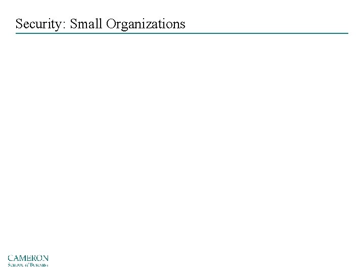 Security: Small Organizations 