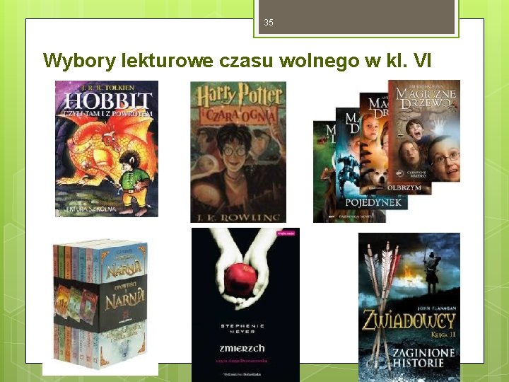 35 Wybory lekturowe czasu wolnego w kl. VI 