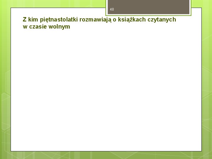 48 Z kim piętnastolatki rozmawiają o książkach czytanych w czasie wolnym 