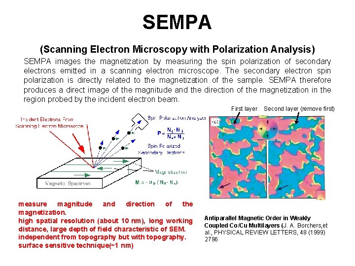 SEMPA (Scanning Electron Microscopy with Polarization Analysis) SEMPA images the magnetization by measuring the