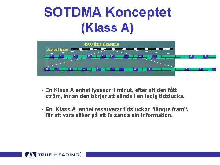 SOTDMA Konceptet (Klass A) • En Klass A enhet lyssnar 1 minut, efter att SOTDMA Konceptet (Klass A) • En Klass A enhet lyssnar 1 minut, efter att