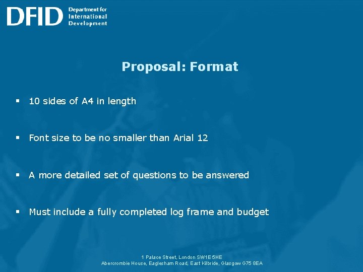 Proposal: Format § 10 sides of A 4 in length § Font size to