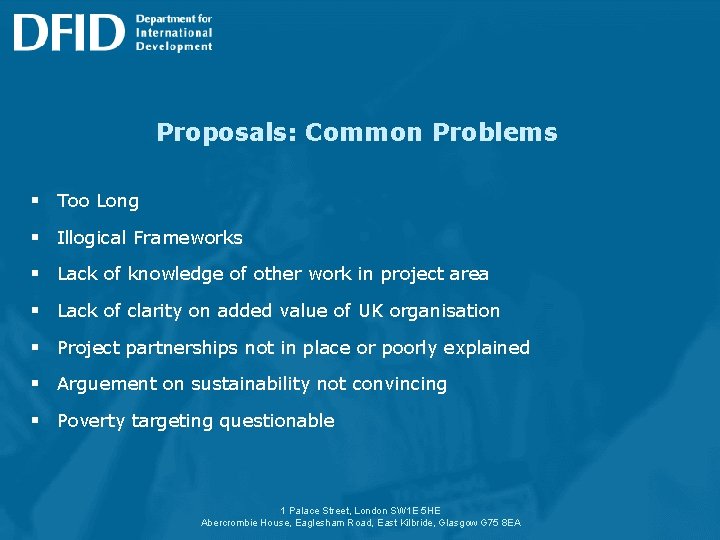 Proposals: Common Problems § Too Long § Illogical Frameworks § Lack of knowledge of