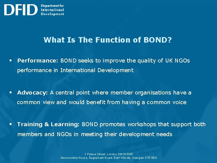 What Is The Function of BOND? § Performance: BOND seeks to improve the quality
