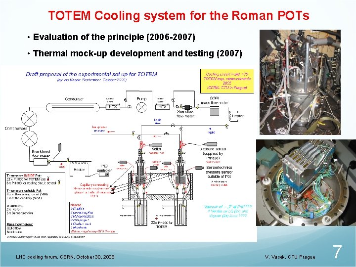 TOTEM Cooling system for the Roman POTs • Evaluation of the principle (2006 -2007)