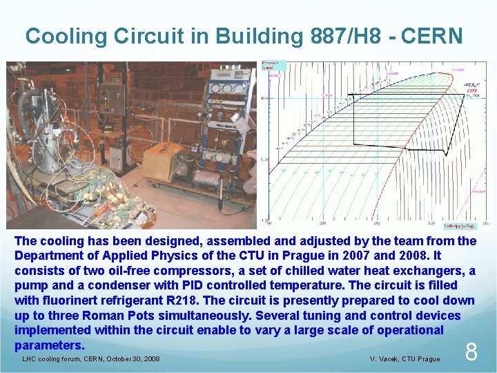 Cooling Circuit in Building 887/H 8 - CERN The cooling has been designed, assembled