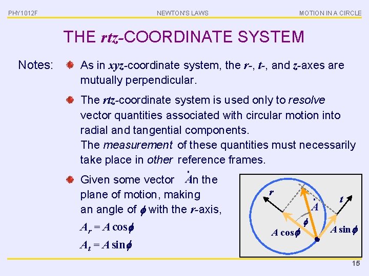 Newtons Laws Phy 1012 F Circular Motion Gregor