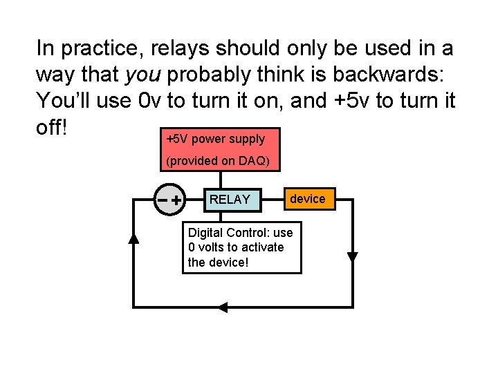 In practice, relays should only be used in a way that you probably think