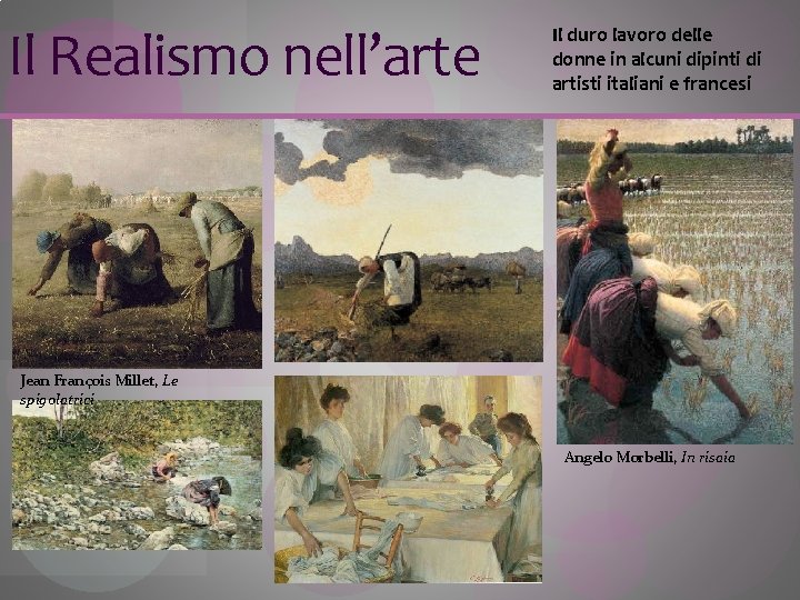 Il Realismo nell’arte Il duro lavoro delle donne in alcuni dipinti di artisti italiani
