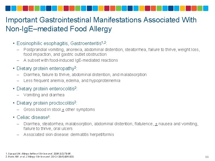 Important Gastrointestinal Manifestations Associated With Non-Ig. E–mediated Food Allergy • Eosinophilic esophagitis, Gastroenteritis 1,