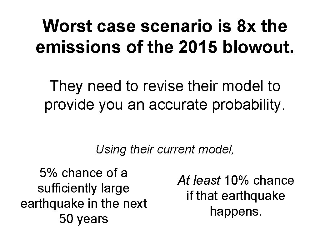 Worst case scenario is 8 x the emissions of the 2015 blowout. They need
