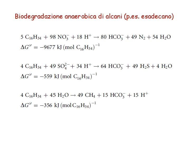 Biodegradazione anaerobica di alcani (p. esadecano) 