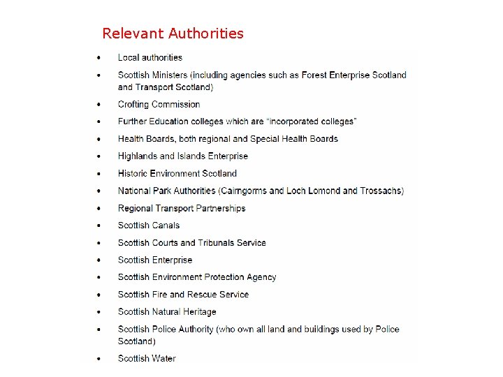 Relevant Authorities 