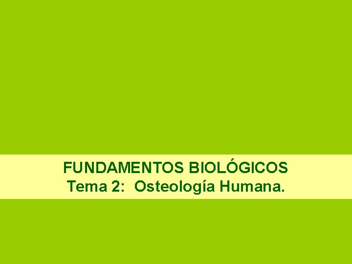 FUNDAMENTOS BIOLÓGICOS Tema 2: Osteología Humana. 