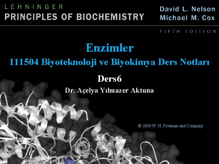 Enzimler 111504 Biyoteknoloji ve Biyokimya Ders Notları Ders 6 Dr. Açelya Yılmazer Aktuna ©