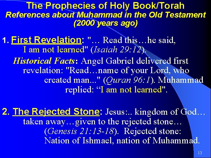 The Prophecies of Holy Book/Torah References about Muhammad in the Old Testament (2000 years