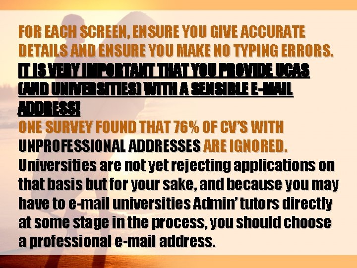 FOR EACH SCREEN, ENSURE YOU GIVE ACCURATE DETAILS AND ENSURE YOU MAKE NO TYPING