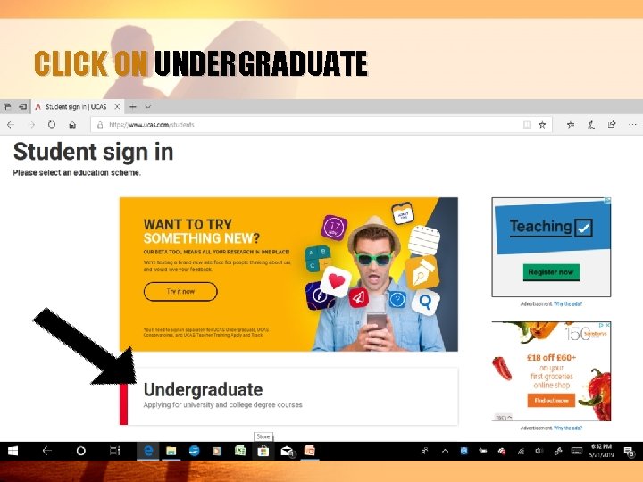 CLICK ON UNDERGRADUATE 