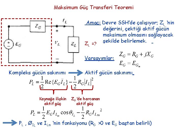 Maksimum Güç Transferi Teoremi Amaç: Devre SSH’de çalışıyor; ZL ‘nin değerini, çektiği aktif gücün