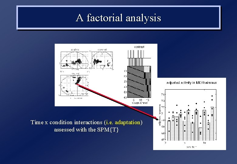 A factorial analysis Time x condition interactions (i. e. adaptation) assessed with the SPM{T}