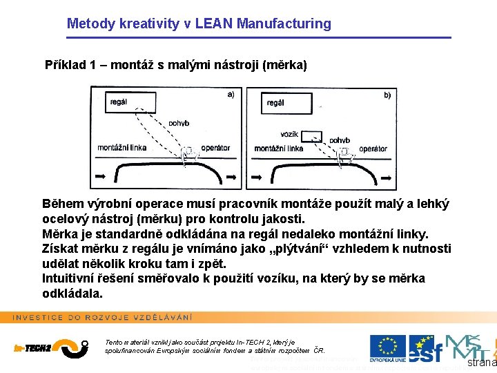 Metody kreativity v LEAN Manufacturing Příklad 1 – montáž s malými nástroji (měrka) Během