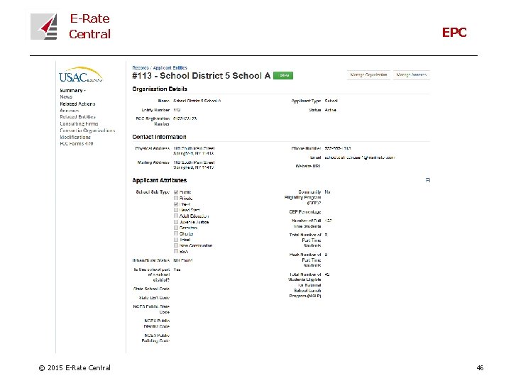 E-Rate Central © 2015 E-Rate Central EPC 46 