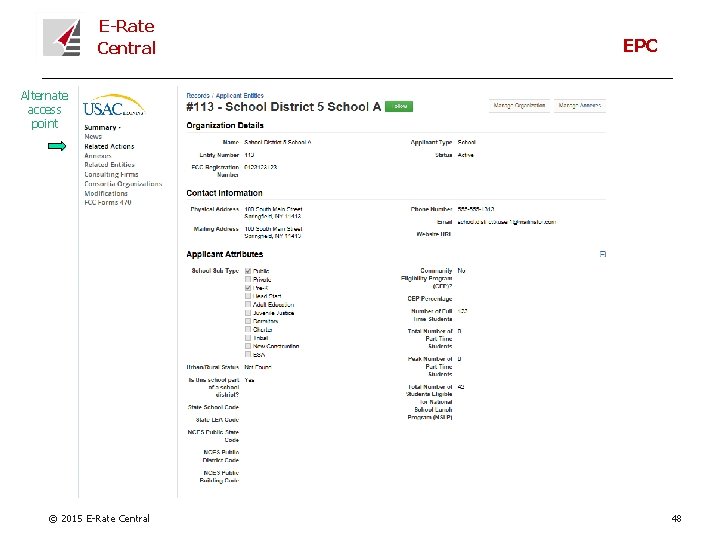 E-Rate Central EPC Alternate access point © 2015 E-Rate Central 48 
