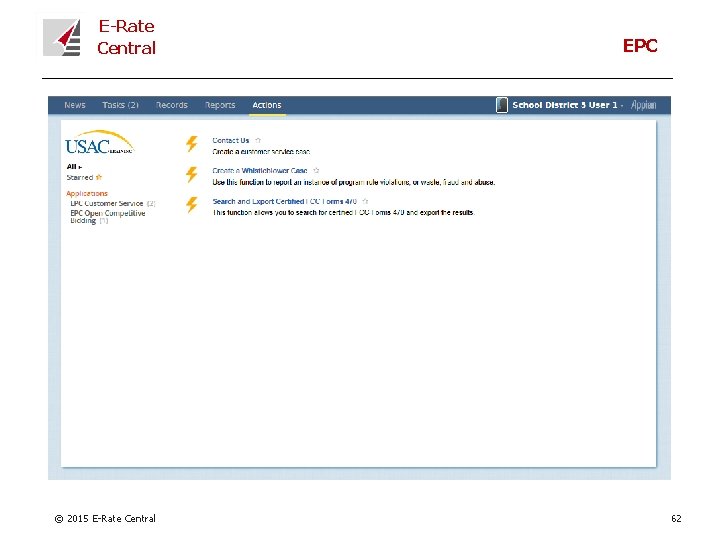 E-Rate Central © 2015 E-Rate Central EPC 62 
