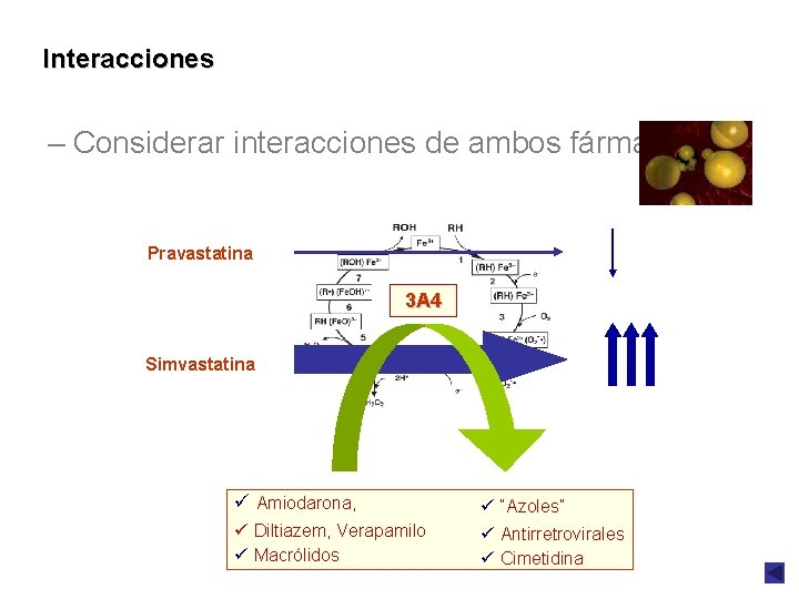 Interacciones – Considerar interacciones de ambos fármacos Pravastatina 3 A 4 Simvastatina ü Amiodarona,