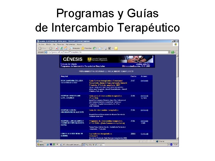 Programas y Guías de Intercambio Terapéutico 