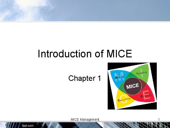 Introduction of MICE Chapter 1 MICE Management 1 