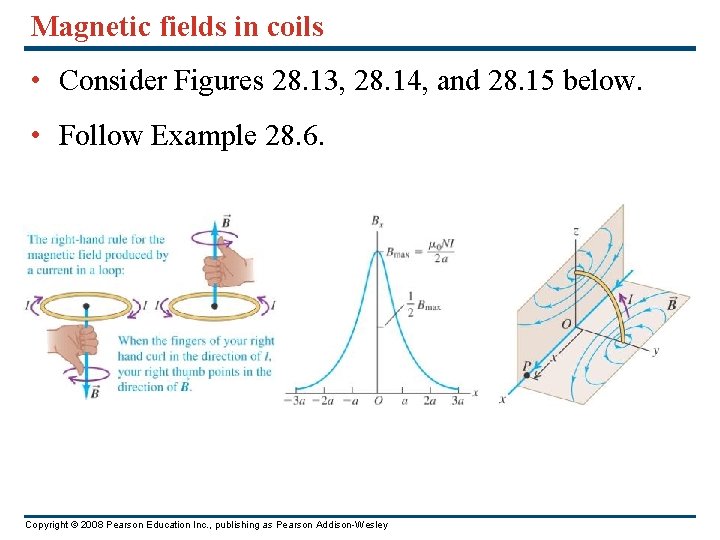 Magnetic fields in coils • Consider Figures 28. 13, 28. 14, and 28. 15