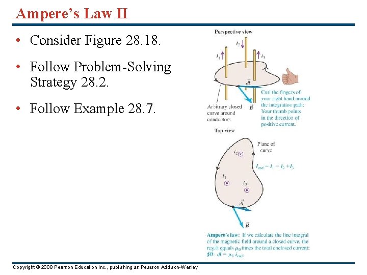 Ampere’s Law II • Consider Figure 28. 18. • Follow Problem-Solving Strategy 28. 2.