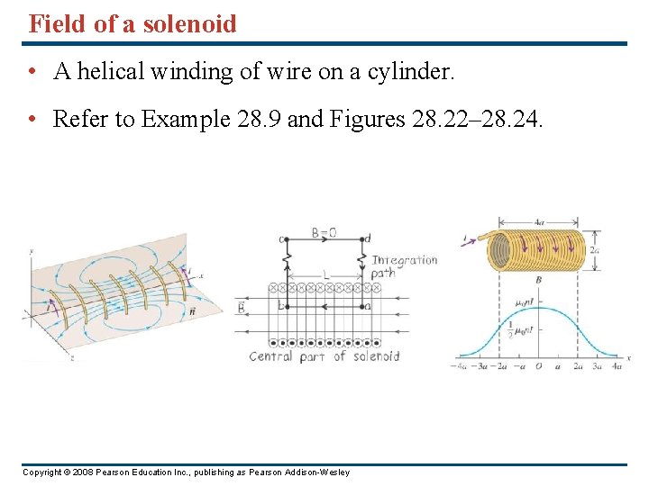Field of a solenoid • A helical winding of wire on a cylinder. •