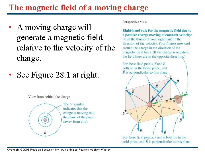 The magnetic field of a moving charge • A moving charge will generate a