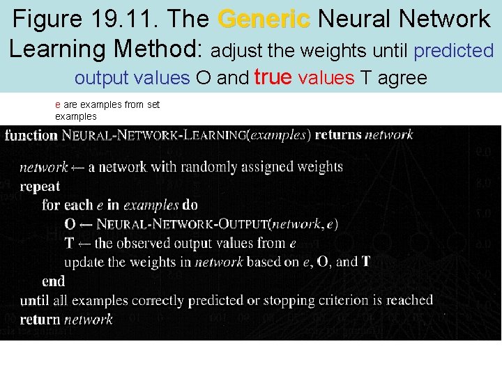 Figure 19. 11. The Generic Neural Network Learning Method: adjust the weights until predicted