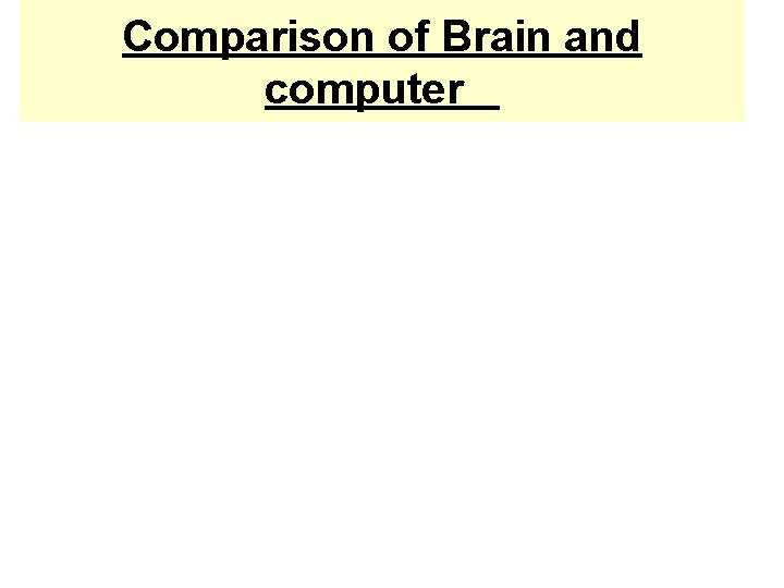 Comparison of Brain and computer 