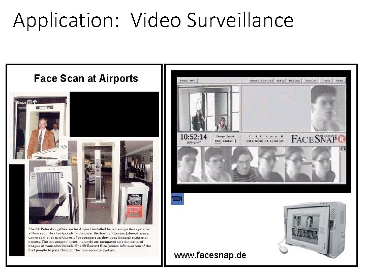 Application: Video Surveillance Face Scan at Airports www. facesnap. de 