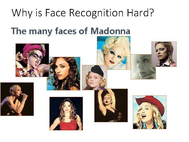 Why is Face Recognition Hard? The many faces of Madonna 