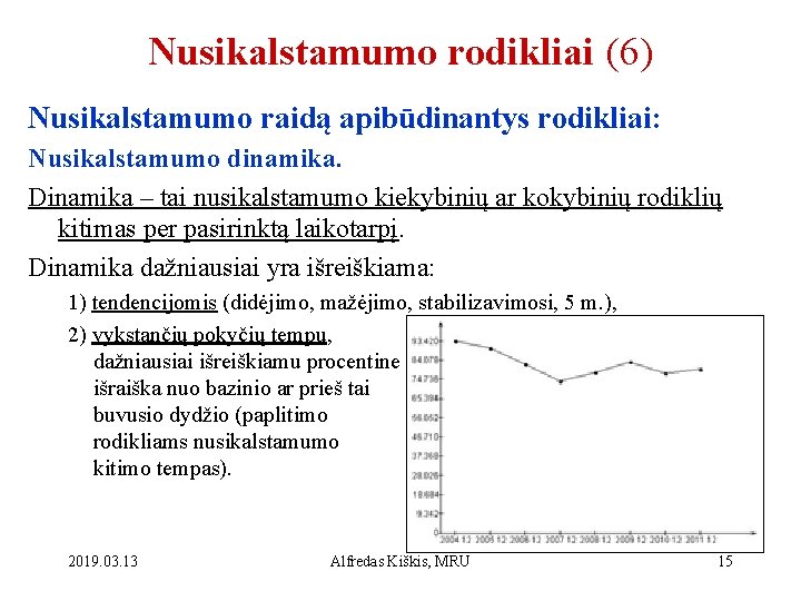 Nusikalstamumo rodikliai (6) Nusikalstamumo raidą apibūdinantys rodikliai: Nusikalstamumo dinamika. Dinamika – tai nusikalstamumo kiekybinių