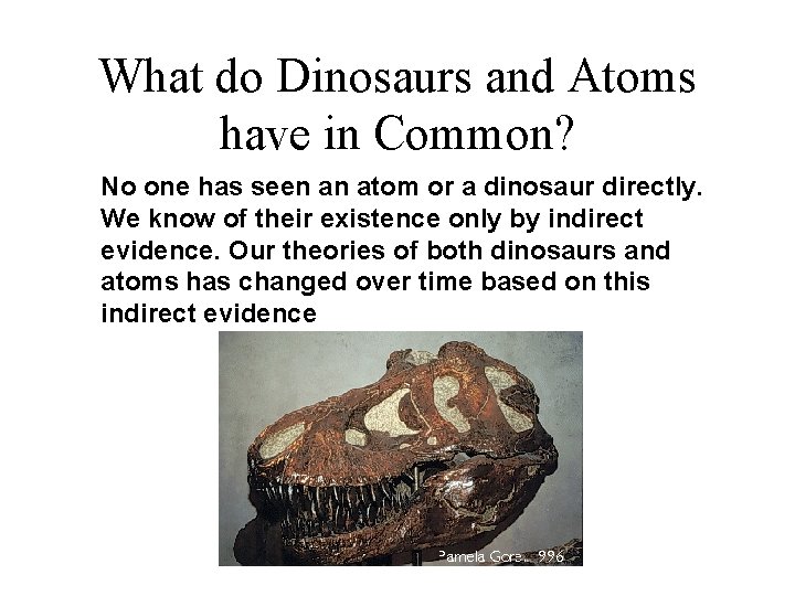 What do Dinosaurs and Atoms have in Common? No one has seen an atom What do Dinosaurs and Atoms have in Common? No one has seen an atom