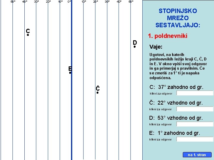 50° 40° 30° 20° 10° 20° 30° 40° 50° STOPINJSKO MREŽO SESTAVLJAJO: C 1.