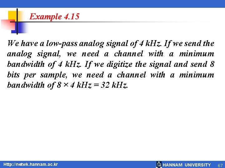 Example 4. 15 We have a low-pass analog signal of 4 k. Hz. If