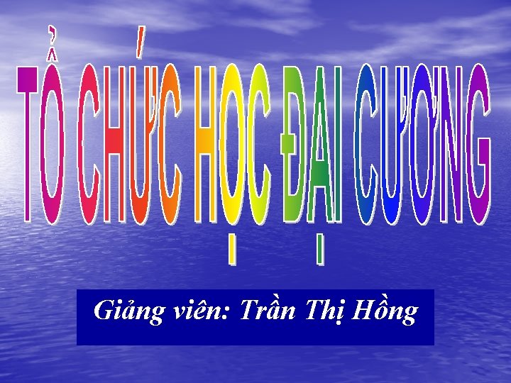 Giảng viên: Trần Thị Hồng 