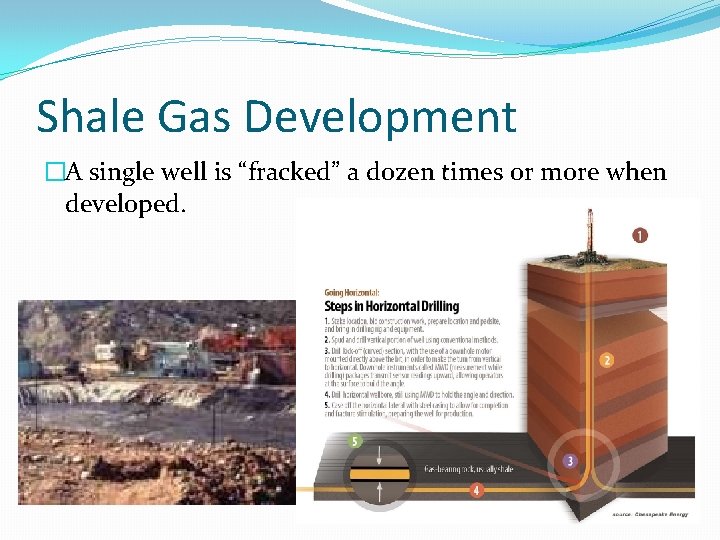 Shale Gas Development �A single well is “fracked” a dozen times or more when