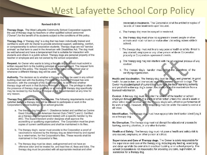 West Lafayette School Corp Policy 